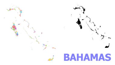 Bahamalar 'ın Parlak Vites Adaları Endüstriyel Mozaik Haritası