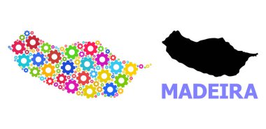Madeira Adası Mozaik Servis Haritası Çok Renkli Dişli Tekerlekleri