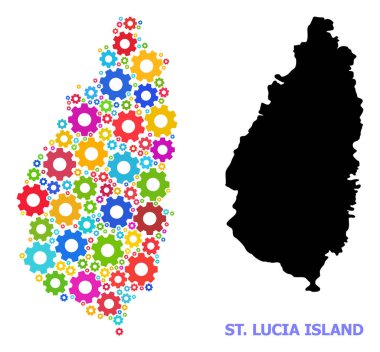 Parlak Çalışanların Saint Lucia Adası Kompozisyon Haritası