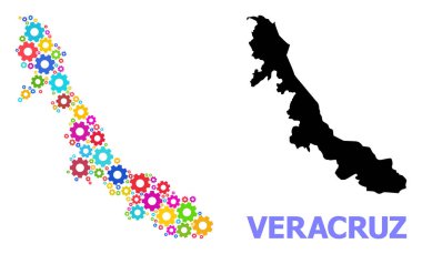 Renkli Dişli Tekerlekli Veracruz Eyaleti Endüstriyel Bileşim Haritası