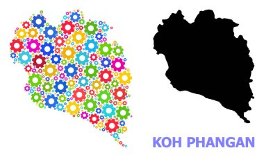 Parlak Tekerlekli Koh Phangan Mekanik Bileşimi Haritası