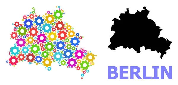 Mapa de la ciudad de Berlín con ruedas brillantes — Vector de stock