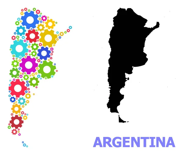 Индустриальная карта Аргентины в ярких красках — стоковый вектор