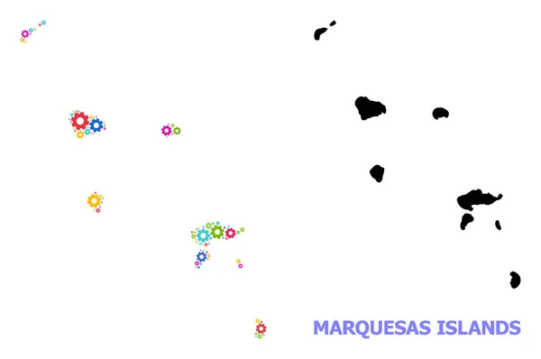 Мастер-класс Карта коллажей Маркизских островов разноцветных передач — стоковый вектор