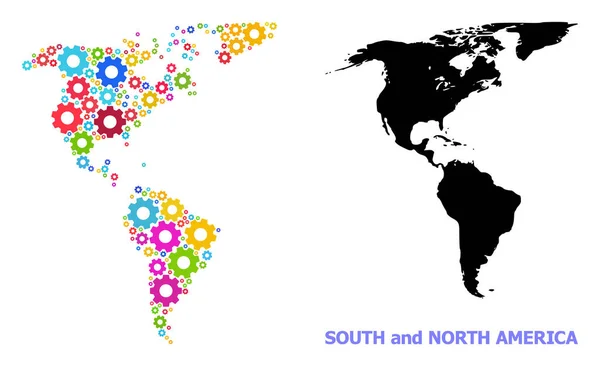 多色車輪の南アメリカと北アメリカのワークショップ構成図 — ストックベクタ