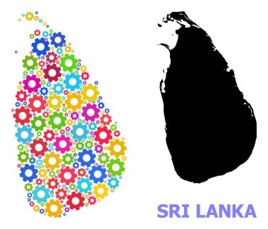 Sri Lanka Renkli Çarklar Atölye Kolajı Haritası