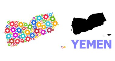 Renkli dişli Yemen Hizmet Kolajı Haritası