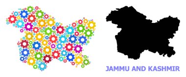 Jammu ve Kashmir Renkli Vitesler Mekanik Kolaj Haritası