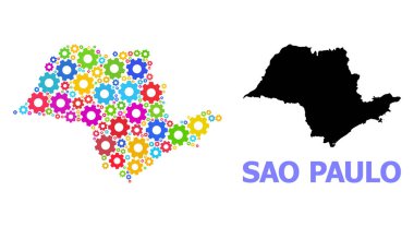 Sao Paulo Eyaleti atölye kolaj haritası Parlak Gear tekerlekleri ile