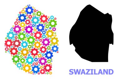 Renkli Vitesli Svaziland Atölye Kolajı Haritası