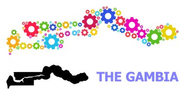 Renkli Vites Tekerlekleri Gambiya Atölyesi Kolaj Haritası