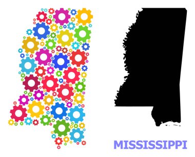 Mississippi Eyaleti Renkli Vites Hizmet Kolajı Haritası