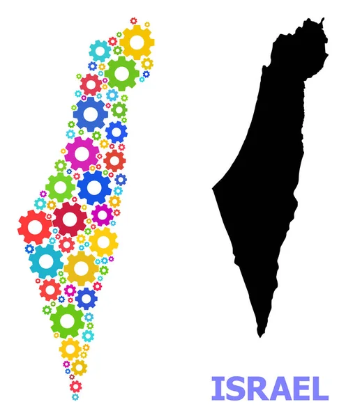 Composición de Servicio Mapa de Israel de Ruedas Multicolores — Vector de stock