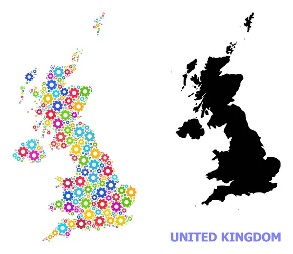 英国彩色轮毂工业化生产图 — 图库矢量图片