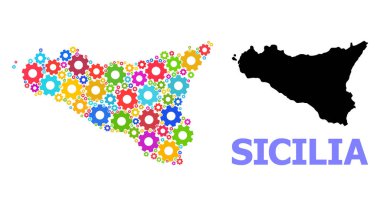 Sicilya Renkli Çarklar Adası Atölye Mozaik Haritası