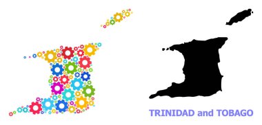 Atölye Mozaik Trinidad Haritası ve Parlak İşçilerin Tobago 'su