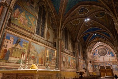 Assisi, Umbria, Perugia, la Basilica di San Francesco. Vista clipart