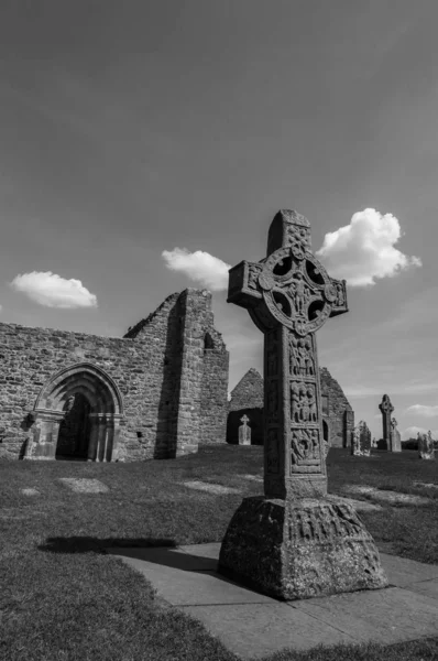 Rovine Monastiche Clonmacnoise Uno Dei Principali Centri Religiosi Culturali Europa — Foto Stock
