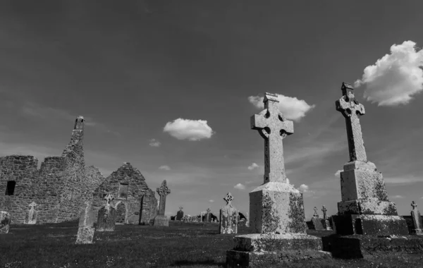 Rovine Monastiche Clonmacnoise Uno Dei Principali Centri Religiosi Culturali Europa Stock Image