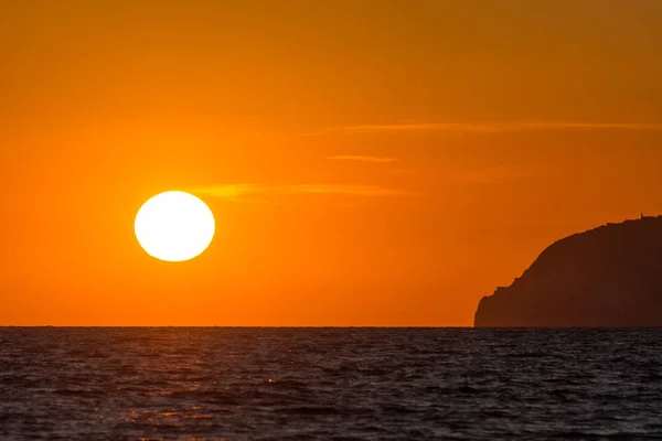 Marina Minturno Latium Italie Coucher Soleil Spectaculaire Sur Promontoire Gaeta — Photo