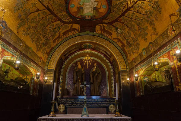 Abbaye Montecassino Est Monastère Bénédictin Situé Sur Sommet Montecassino Dans — Photo