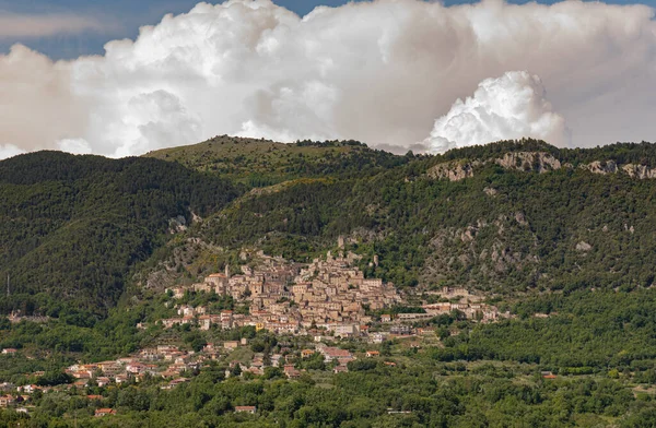 Panorama Pesche Common Province Isernia Molise Perched Steep Slopes Mount — Stock Photo, Image