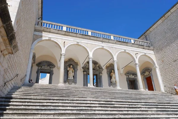 Abadía Montecassino Monasterio Benedictino Situado Cumbre Montecassino Lacio — Foto de Stock