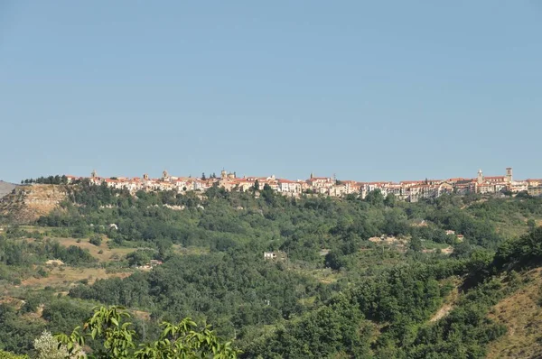 Agnone Isernia Molise Panoramę Agnone Agnune Lokalnym Dialekcie Włoskie Miasto — Zdjęcie stockowe