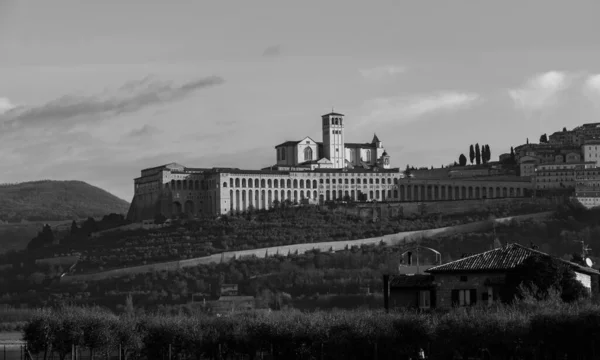 Asís Umbría Perugia Basílica San Francisco Iglesia Superior Vista Panorámica — Foto de Stock