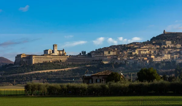 Asís Umbría Perugia Basílica San Francisco Iglesia Superior Vista Panorámica — Foto de Stock