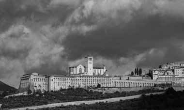 Assisi, Umbria, Perugia, San Francesco Bazilikası. Yukarı Kilise 'ye. Görünüm