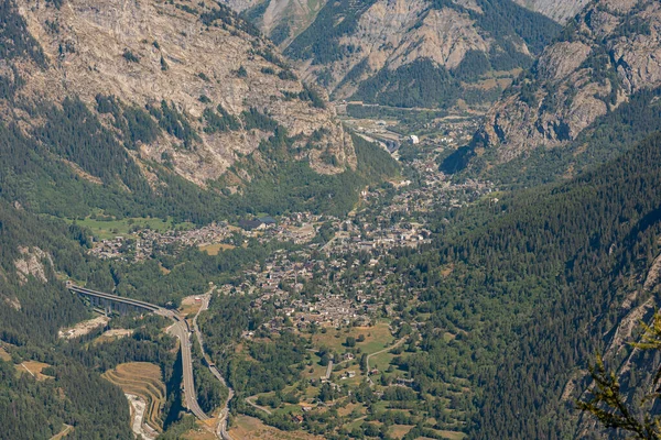 Courmayeur Italské Město 727 Obyvateli Horním Valdigne Údolí Aosta Proslulé — Stock fotografie