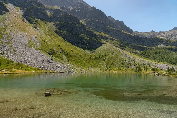 Morgex Aosta Wonderful Lake Arpy Mirror Water Glacial Origin Set — Stock Photo, Image