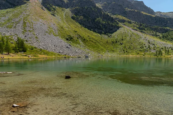 Morgex Aosta Maravilhoso Lago Arpy Espelho Água Origem Glacial Situado — Fotografia de Stock