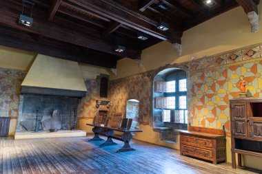 Valle d 'Aosta. Fenis 'in ortaçağ kalesi.