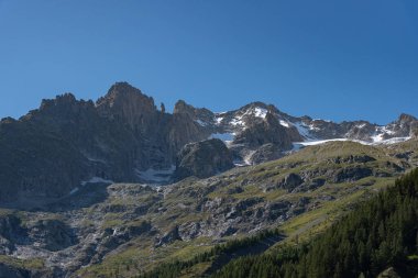 Valle dAosta, İtalya. Mont Blanc kümesi.