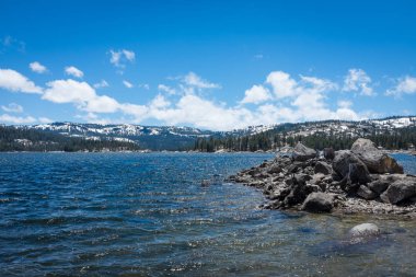 Göl, bulutlar ve kar