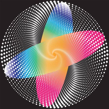 Noktalı Halftone Vektör Spiral Renk Deseni veya Doku