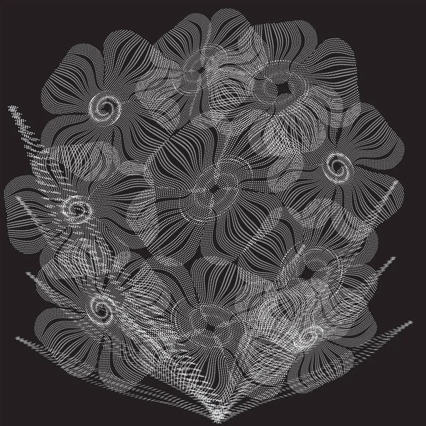 Flores. Patrón o textura espiral vectorial semitono punteado — Vector de stock