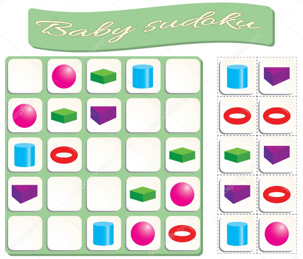 Baby Sudoku with colorful geometric shapes