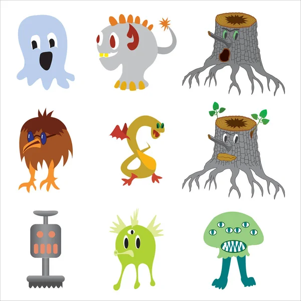 Mignon monstre couleur personnage drôle éléments de conception — Image vectorielle