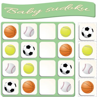 Renkli spor topları ile Bebek Sudoku