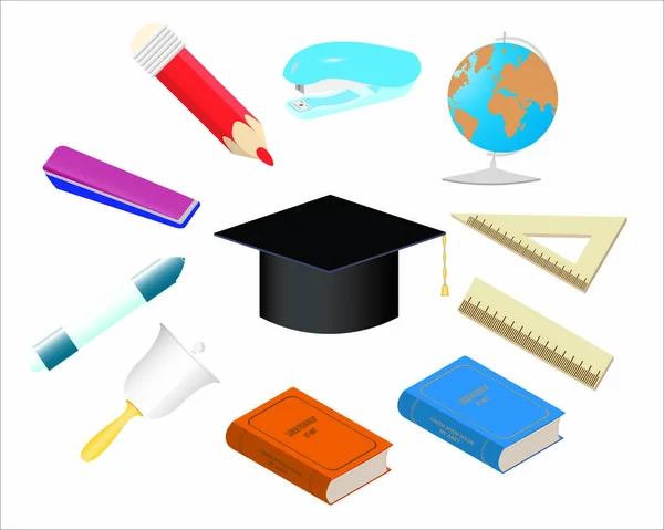 Set of school equipment doodle icons — Stock Vector