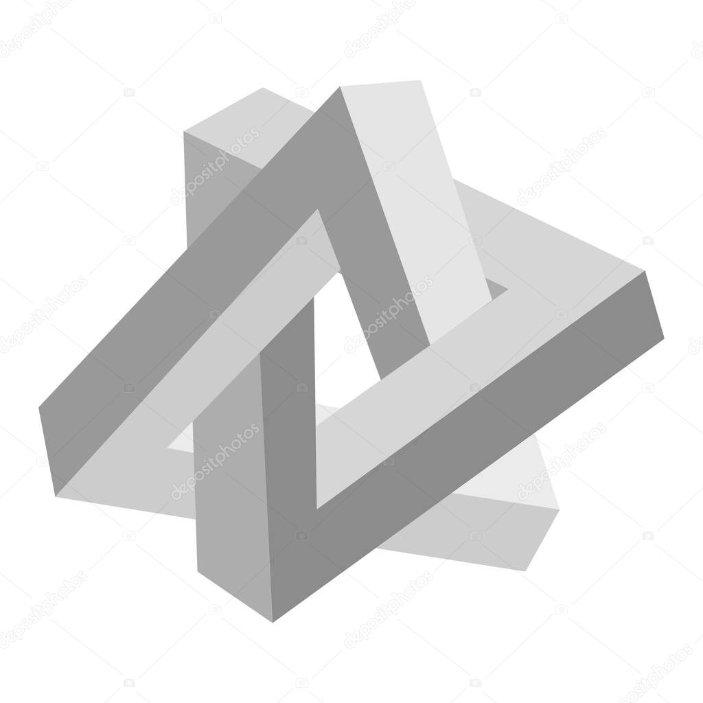 Double Penrose Triangle background. Optical illusion triangle sign penrose. Vector illustration