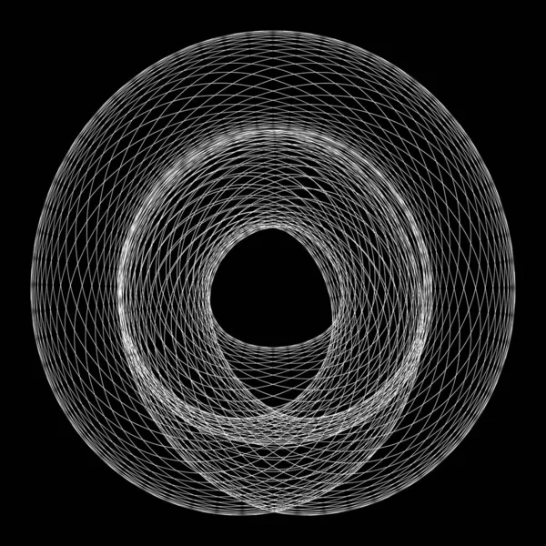 アブストラクト線形黒と白のスパイラル背景 高飽和状態 異なる幾何学的形状の卒業生 — ストックベクタ