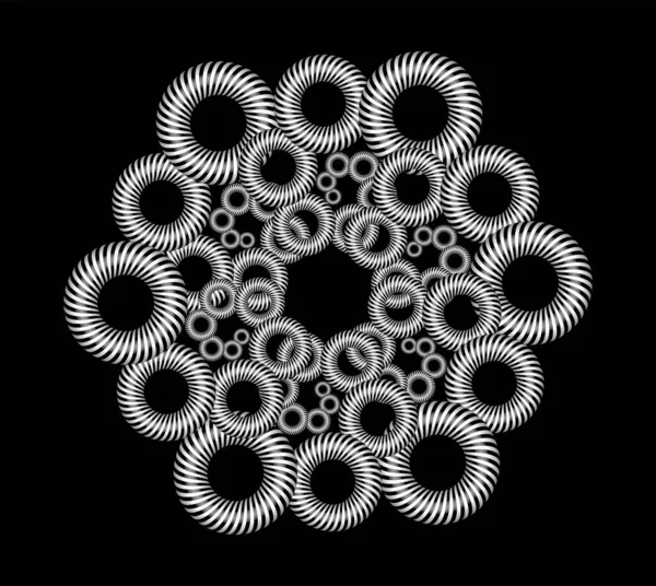 Abstracte Lineaire Zwart Wit Spiraal Fractal Hoog Verzadigd Gradiënten Verschillende — Stockvector