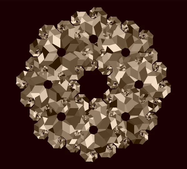 概要黒と白の線形スパイラルフラクタル 金色の質感 幾何学的形状が異なる — ストックベクタ