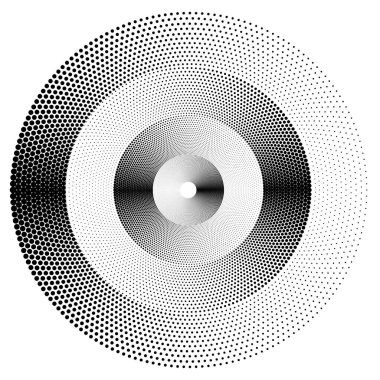 Noktalı Yarım Tonlu Vektör Döner Deseni ya da Doku. Elipsli Nokta Arkaplanı