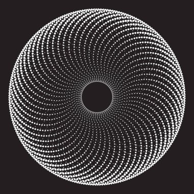 Noktalı Yarım Tonlu Vektör Döner Deseni ya da Doku. Beyaz Daireli Nokta Arkaplanı