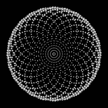 Mandala. Noktalı Yarım Tonlu Vektör Sarmal Renk Deseni veya Doku. Altıgenli Nokta Arkaplanı